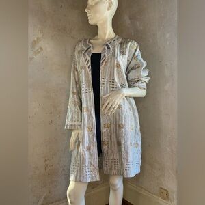 Vintage Silver and Gold Women's Duster Jacket Robe Coat